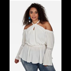 Halter Bell Sleeves PePlum Blouse